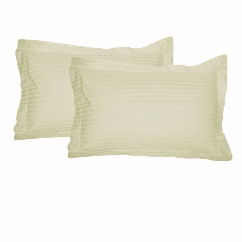 Accessorize 325TC Pair of Tailored Standard Pillowcases Ecru V442-HIN-PILLOWC-STRIPETAILORED-ECRU-ST