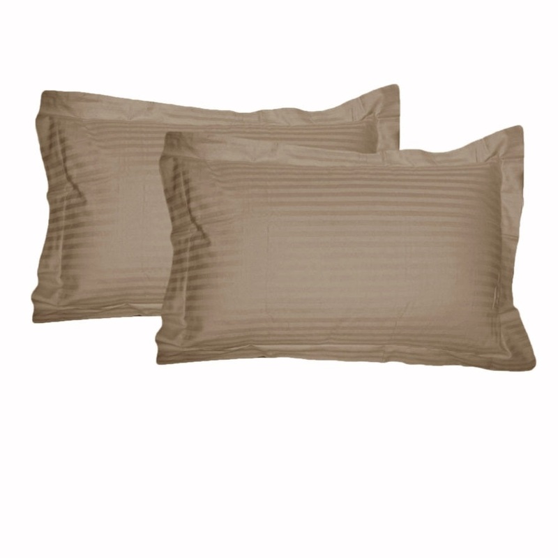 Accessorize 325TC Pair of Tailored Standard Pillowcases Mocha V442-HIN-PILLOWC-STRIPETAILORED-MOCHA-ST