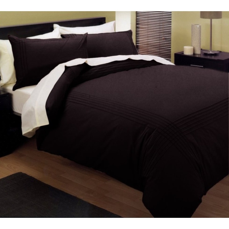 Kingtex Pintuck Quilt Cover Set Chocolate Queen V442-KIT-QUILTCS-PINTUCK-CHOCOLATE-QS