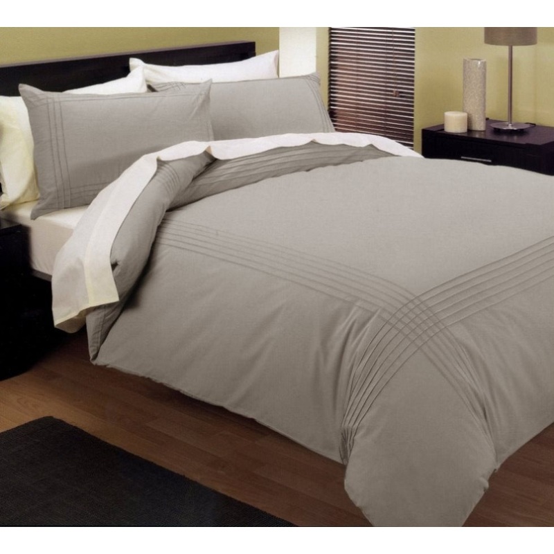 Kingtex Pintuck Quilt Cover Set Linen Double V442-KIT-QUILTCS-PINTUCK-LINEN-DS