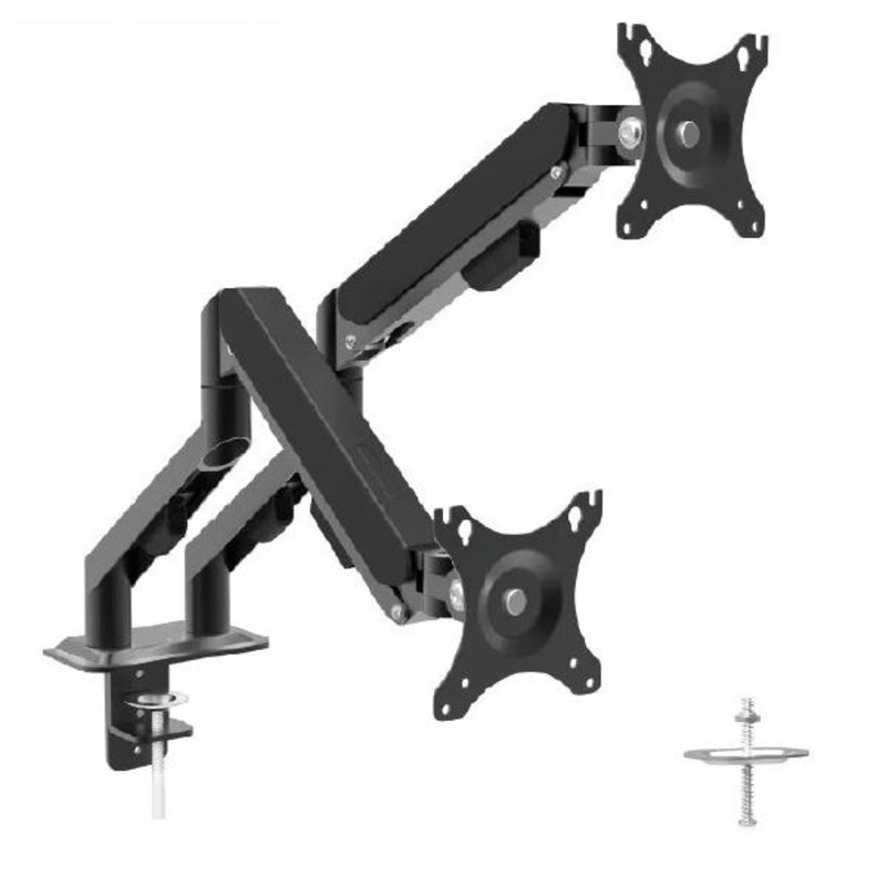 Shintaro Dual Monitor Mount for Up to 27 Screen, Gas Spring Arms, F-Clamp & Bolt, Tilt, 9kgs Max 13SH-CT-LCD-DSA1102