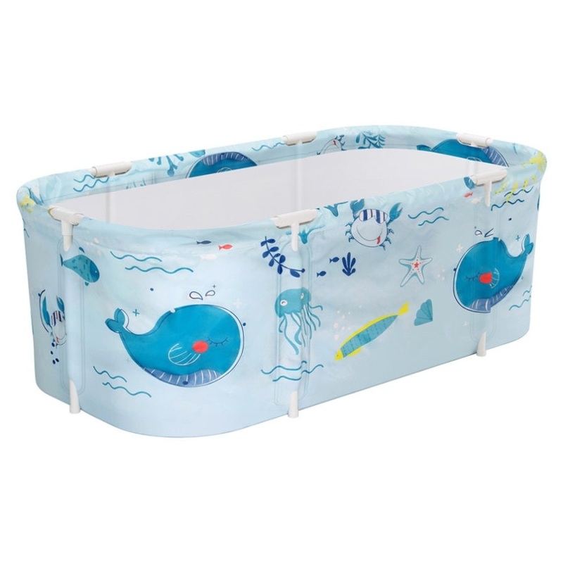 Weisshorn Foldable Bathtub PVC Spa Bucket Inflatable Cushion 134x65cm Blue FB-PVC-140-BL