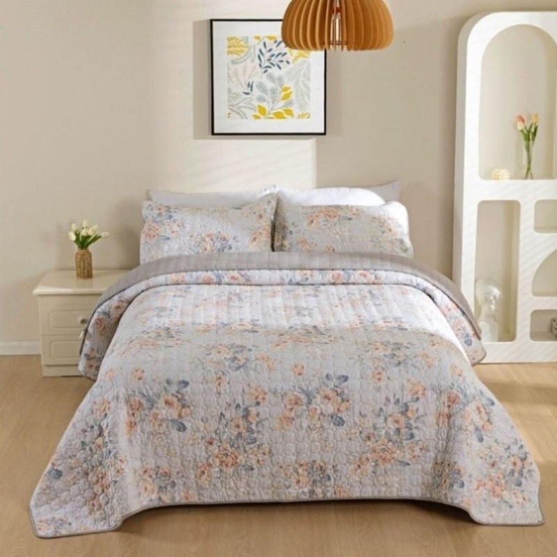 100% Cotton Lightly Quilted Coverlet Set Cassidy Queen 230 x 250 cm V442-STT-COVERLET-CASSIDY-TAUPE-QS