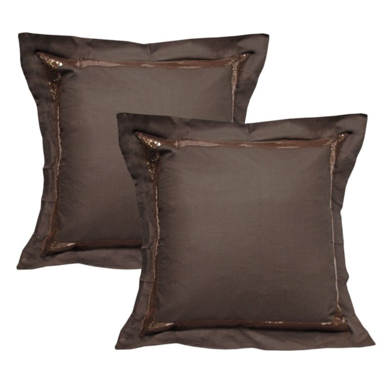 Accessorize Pair of Sequins Chocolate European Pillowcases 65 x 65 cm V442-HIN-PILLOWC-SEQUINS-CHOCOLATE-EU