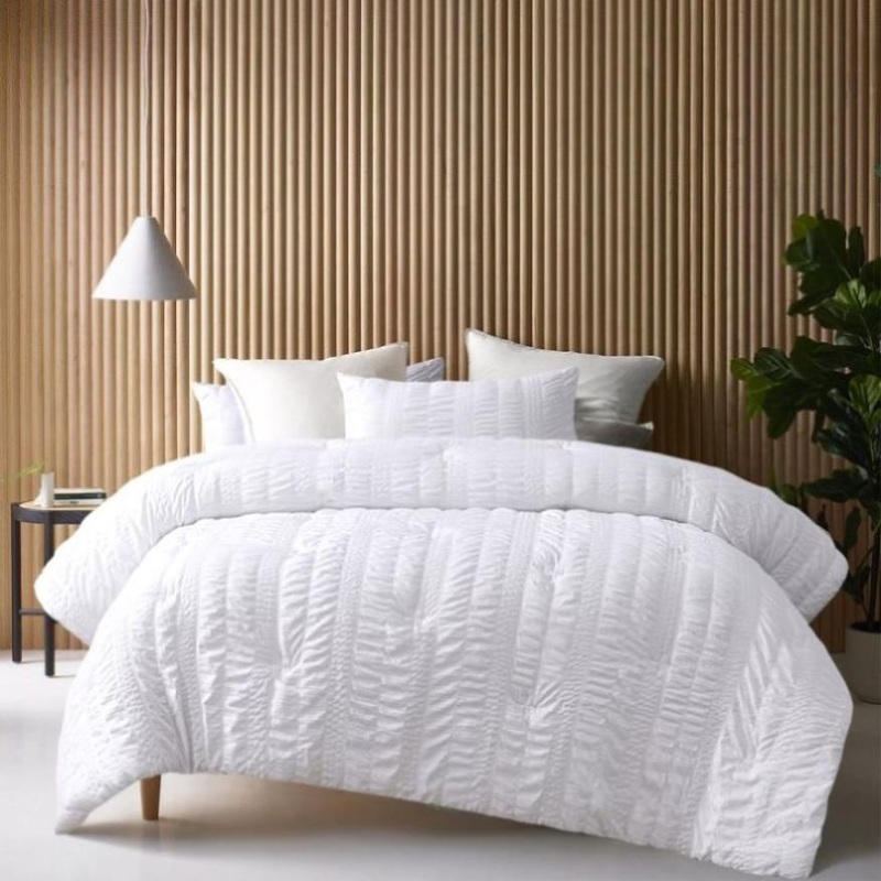 Accessorize Seersucker White 3 Piece Polyester Comforter Set Queen V442-HIN-COMFORTER-SEERSUCKER-WHITE-QS