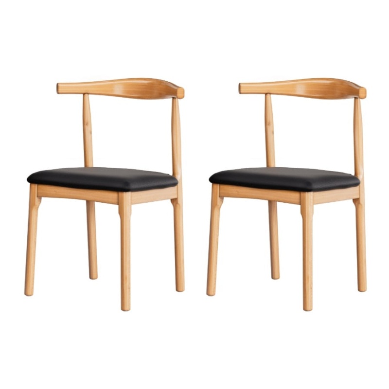 Artiss 2x Dining Chairs Rubber Wood Leather Seat Black MO-DIN-B-02-PU-BKX2