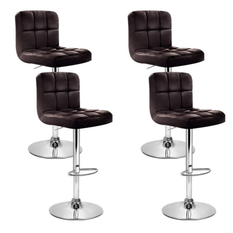 Artiss 4x Bar Stools Leather Gas Lift Brown BA-K-1055-CHX4