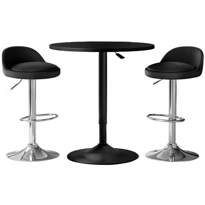 Artiss Bar Table and Stools Set Dining Desk Kitchen Chairs Cafe Pub BA-TAB-CHR-GASLIFT-BKSV