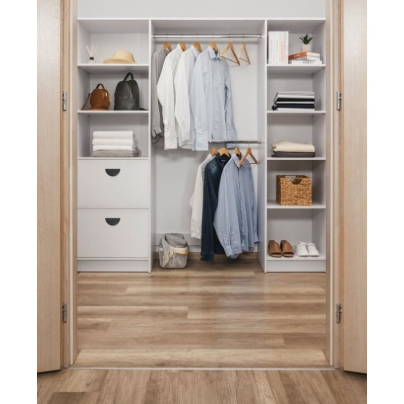 BASEL WALK IN WARDROBE KIT – WHITE – VJ PANEL – HALF MOON BLACK V164-ECW5V04B
