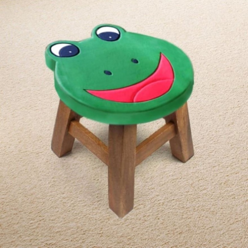 Children’s Chair Stool Wooden Frog Face Theme V277-FROGSTOOLTHA