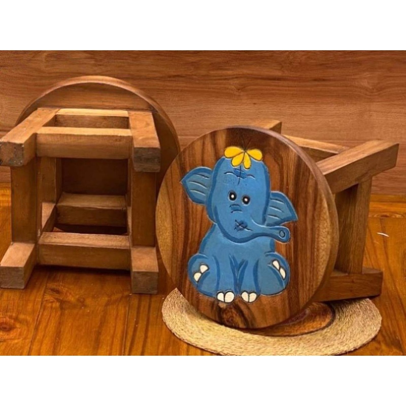 Children’s Wooden Stool Blue Baby ELEPHANT Themed Chair Toddlers Step sitting Stool V277-TGBLUEBABYELEPHANTSTOOL