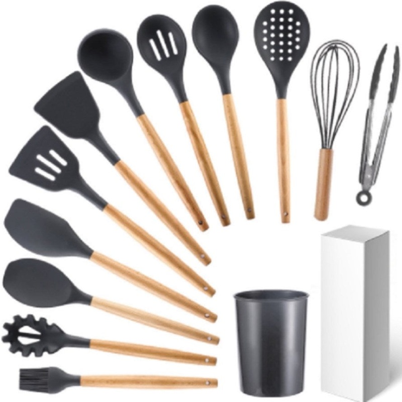 12pcs Silicone Utensils Set Black V498-12SILICONEBK