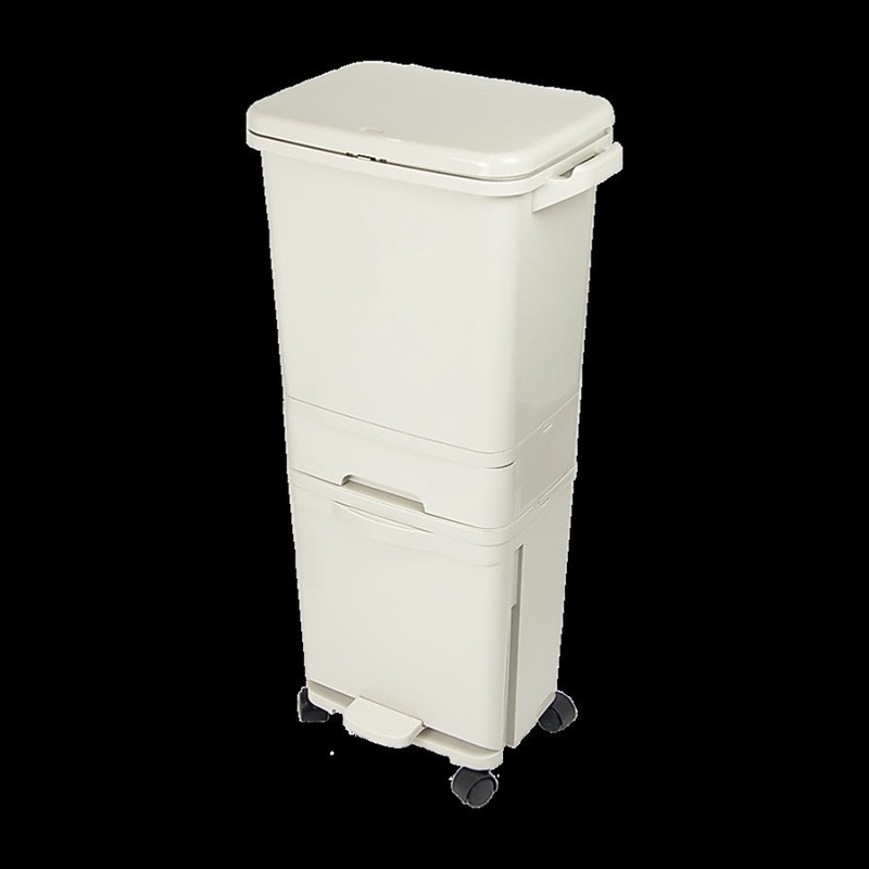 42L Rubbish Bin Waste Trash Can Pedal Recycling Kitchen Wheel 2 Compartment V63-834811