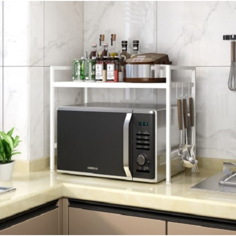 Adjustable Width & Height Microwave Shelf White V498-MICROWAVESHELFWH