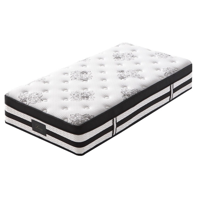 KINGSTON SLUMBER Luxury 34cm King Single Mattress, Medium Firm, Euro Top, 5-Zone Pocket Spring Foam V219-BEDMATKSMD2A