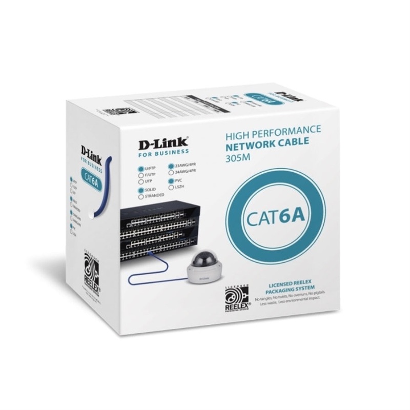 D-Link Cat6A 305m Cable Roll DS-DLNCB6AUFS23BLU305
