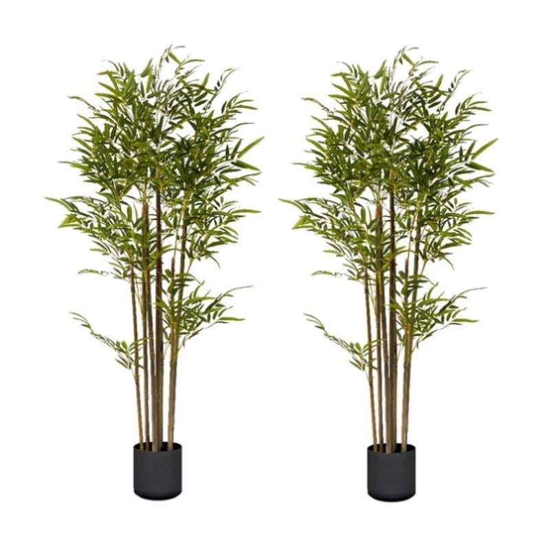 SOGA 2X 120cm Lucky Bamboo Tree Bambusa Vulgaris Artificial Plant w/ 7 Branches Home Accent Decor APLANTFHZ120X2