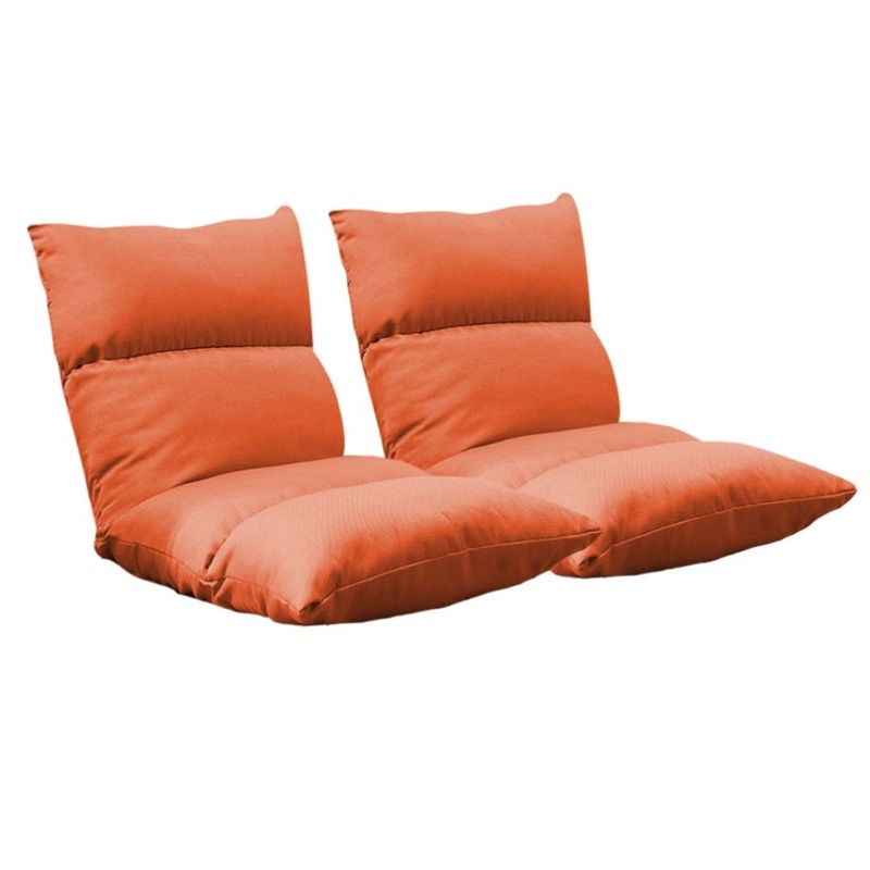 SOGA 2X Lounge Floor Recliner Adjustable Lazy Sofa Bed Folding Game Chair Orange LOUNGEFABRICORANGEX2