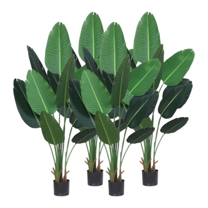 SOGA 4X 180cm Artificial Bird of Paradise Plants Fake Tropical Palm Tree with 10 in Pot and Woven APLANTFHM18013X4