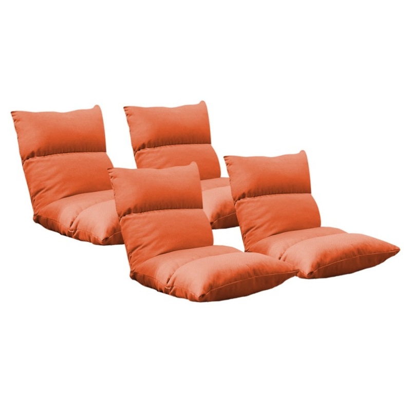 SOGA 4X Lounge Floor Recliner Adjustable Lazy Sofa Bed Folding Game Chair Orange LOUNGEFABRICORANGEX4