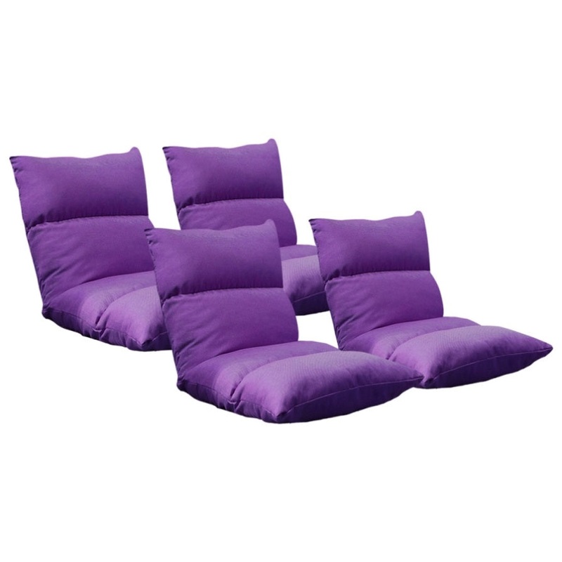 SOGA 4X Lounge Floor Recliner Adjustable Lazy Sofa Bed Folding Game Chair Purple LOUNGEFABRICPURPLEX4
