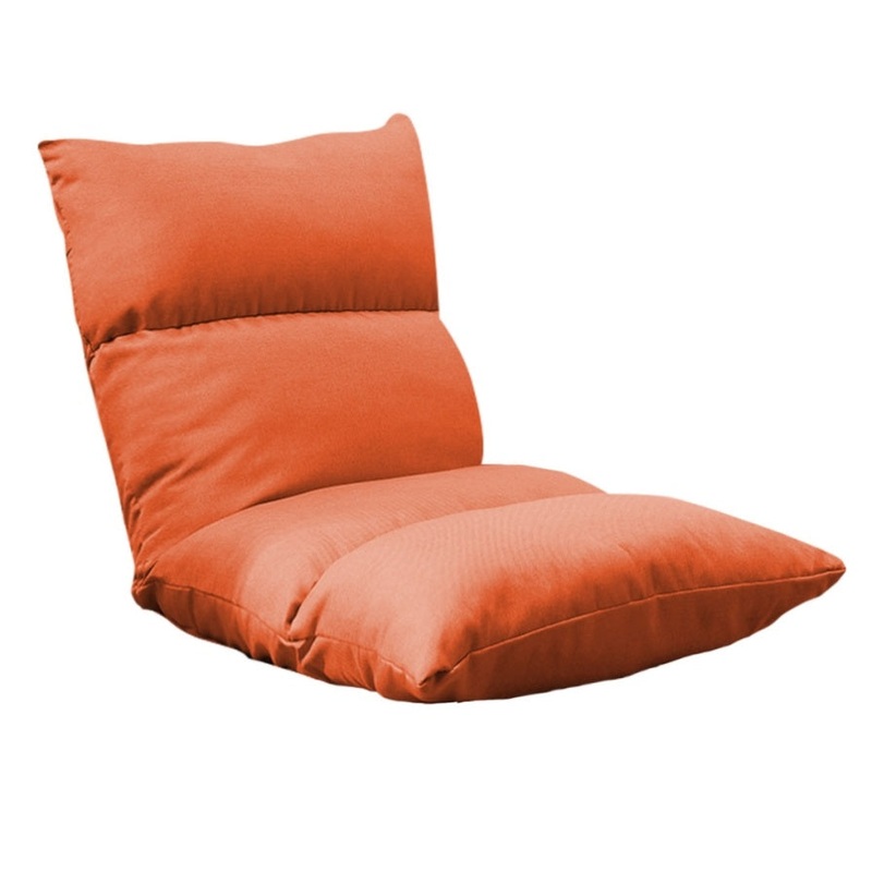 SOGA Lounge Floor Recliner Adjustable Lazy Sofa Bed Folding Game Chair Orange LOUNGEFABRICORANGE
