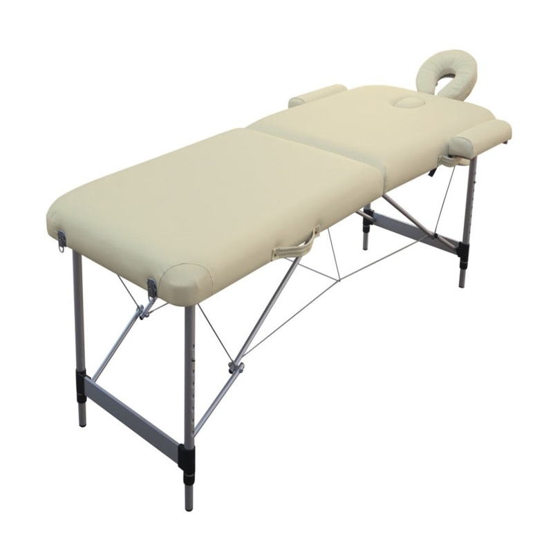 YES4HOMES 2 Fold 6cm Thickness Foam Portable Aluminium Massage Table Massage Bed Beauty Therapy V278-ALUM-FOLD2-60F-BE