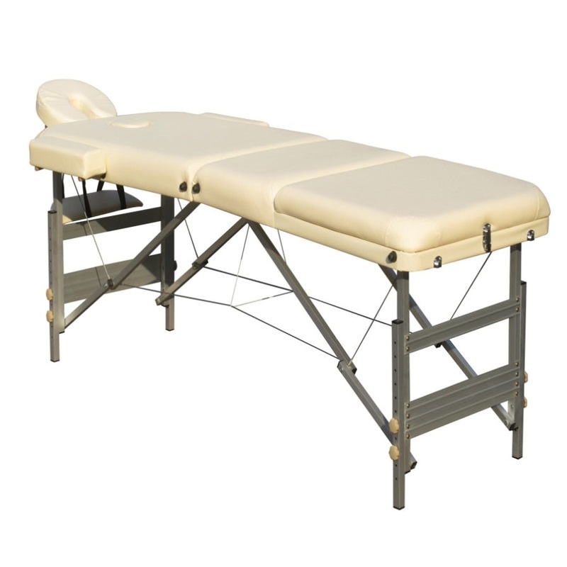 YES4HOMES 3 Fold 5 cm Thickness Foam Portable Aluminium Massage Table Massage Bed Beauty Therapy V278-3FOLD-ALUM-57F-BE