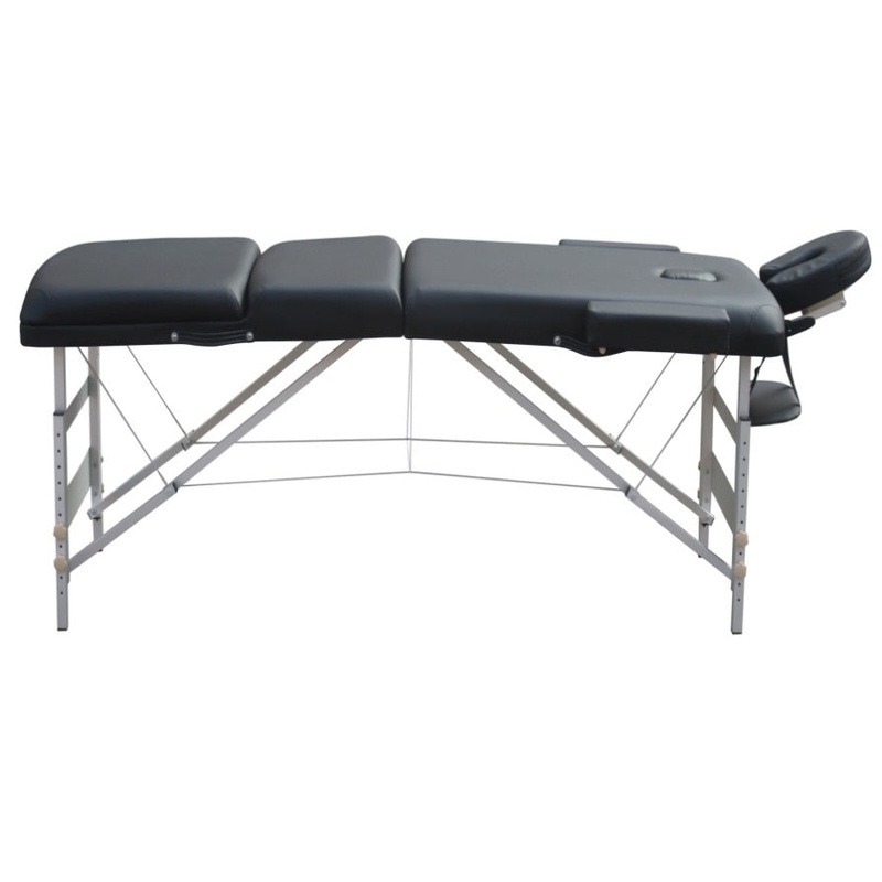 YES4HOMES 3 Fold 5 cm Thickness Foam Portable Aluminium Massage Table Massage Bed Beauty Therapy V278-3FOLD-ALUM-57F-BK