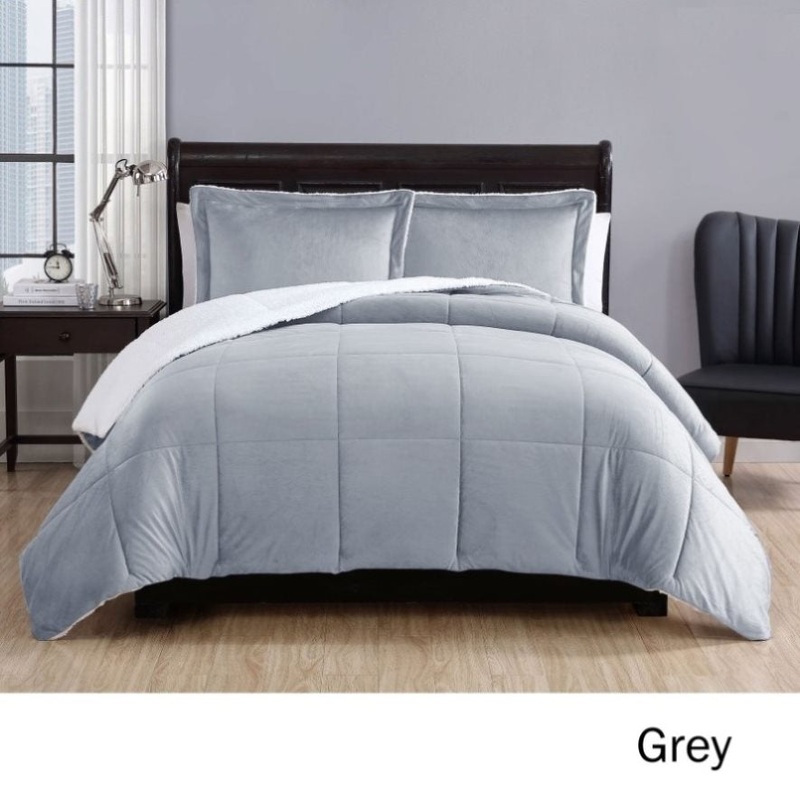 3 Piece Micro Mink Comforter Set Grey King V442-ATX-COMFORTER-3PIECEMICROMINK-GREY-KI