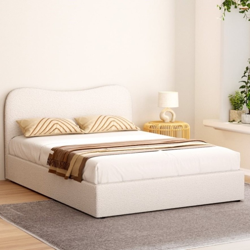 Artiss Bed Frame Double Size Boucle DARA BFRAME-H-DARA-D-WH-ABC