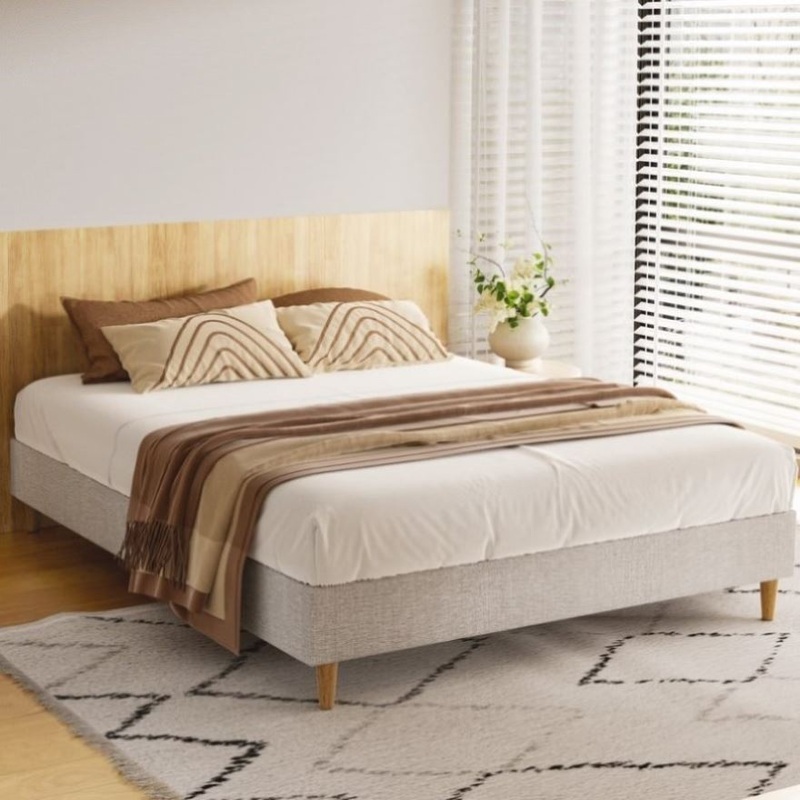Artiss Bed Frame Queen Size Beige ZORA BED-BASE-ZORA-Q-BG-AB