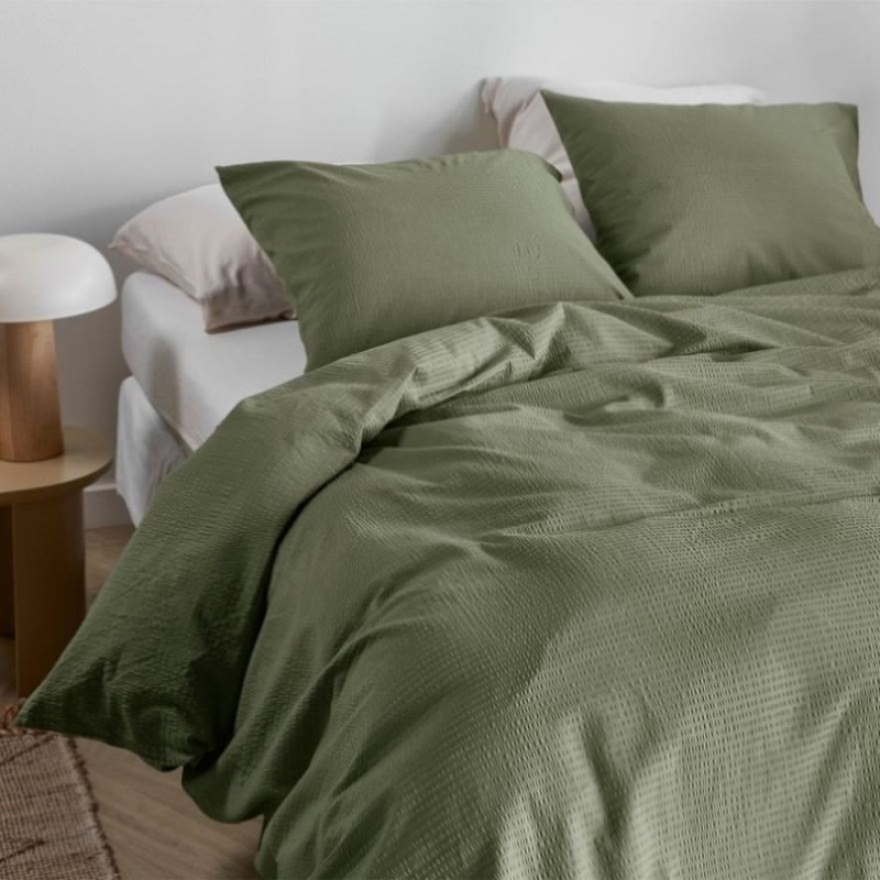 Bedding House Summer Green Seersucker Cotton Quilt Cover Set Queen V442-HIN-QUILTCS-SUMMERSEERSUCKER-GREEN-QS