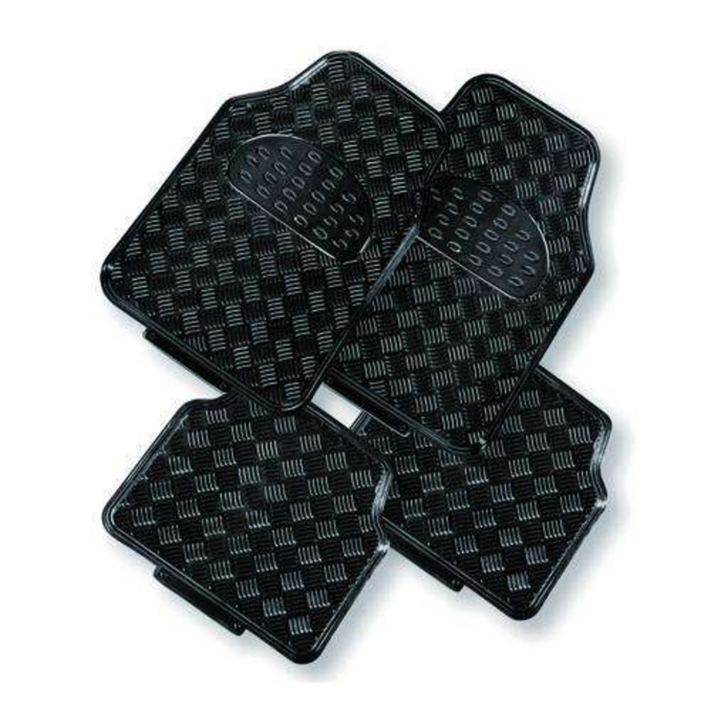 VENOM 4-Piece Car Mat – BLACK [Rubber/Aluminium Look] V121-CMTVENOBLK