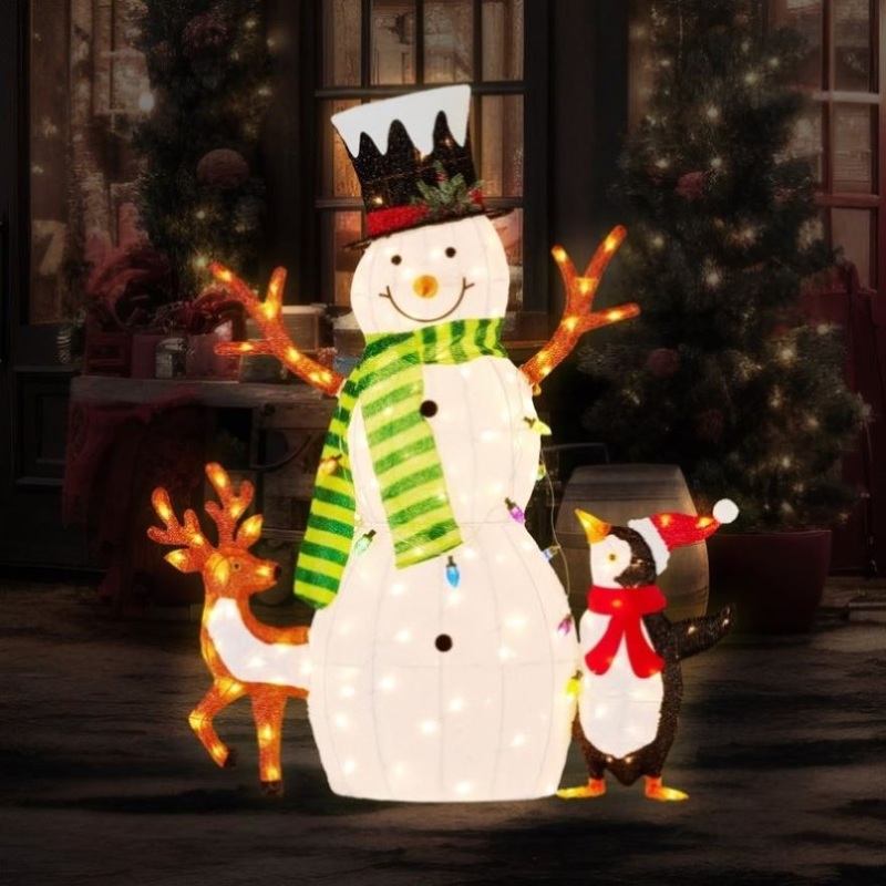 121cm Christmas Snowman Display with Lights and Animals MHA501