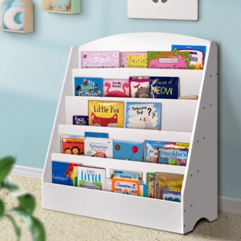 Keezi 5 Tiers Kids Bookshelf Magazine Shelf Organiser Bookcase Display Rack White FURNI-E-BOOK-UBER-WH