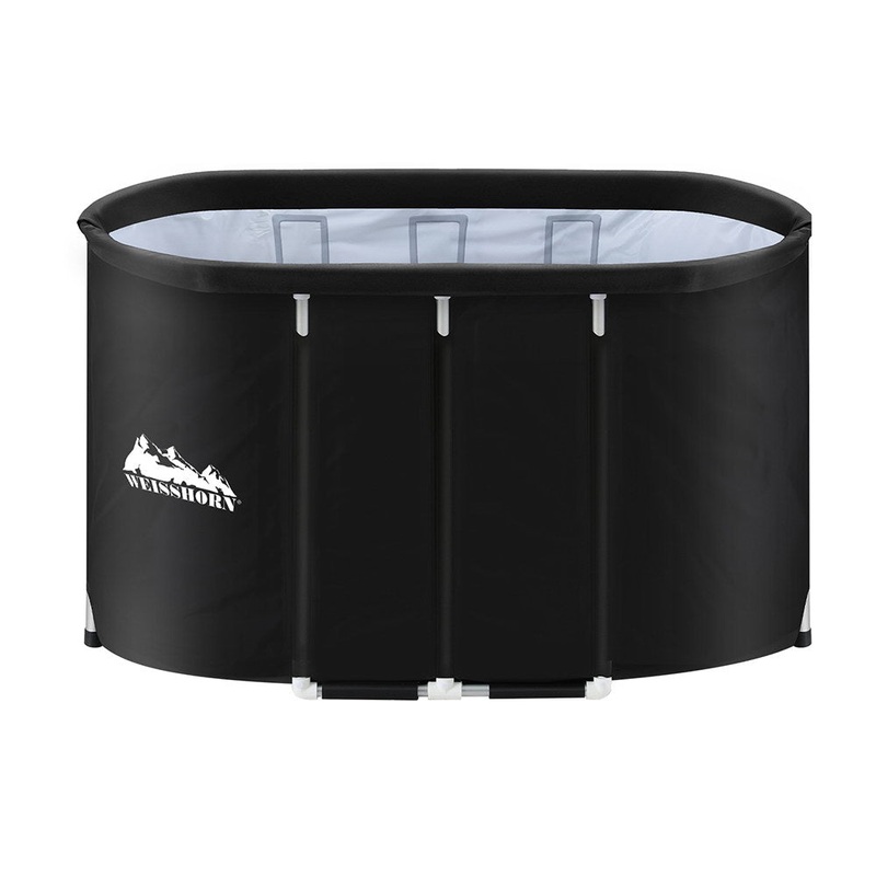 Weisshorn Portable Ice Bath Tub 120x70X70CM Inflatable Cold Water Folding Bathtub Spa Massage ICE-TUB-120X70X70-BK