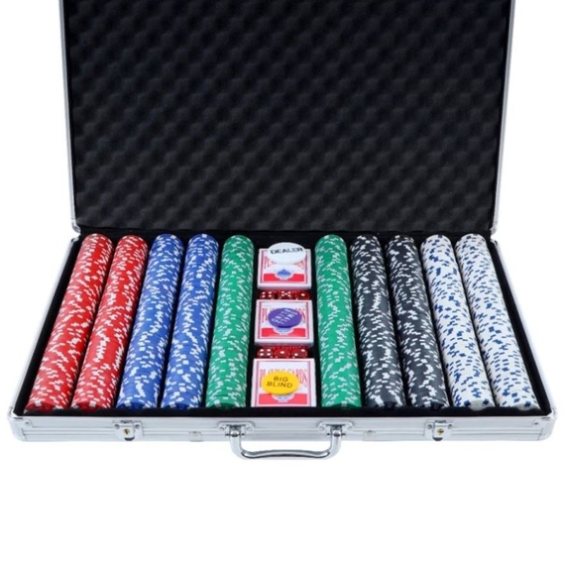 1000pcs Poker Chips Set Casino Texas Hold’em Gambling Party Game Dice Cards Case PCS-RCO-1000