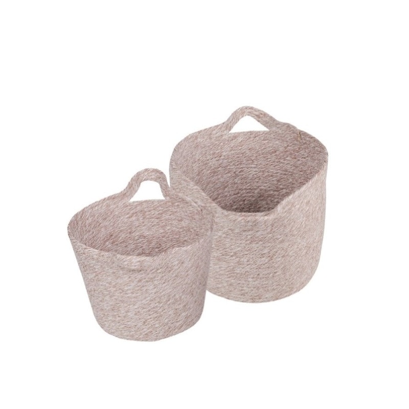 2 Piece Cotton Rope String Carry Handles Storage Baskets Set V915-MB0051