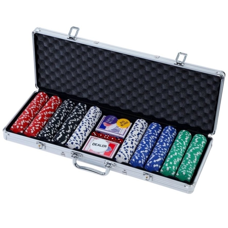 500pcs Poker Chips Set Casino Texas Hold’em Gambling Party Game Dice Cards Case PCS-RCO-500