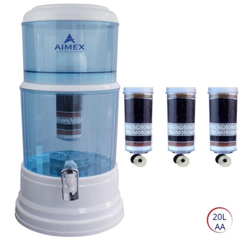 Aimex 20L Benchtop Water Purifier Maifan Stone with 3 X 8 Stage Fluoride Reduction Filters V502-A20AALMNP