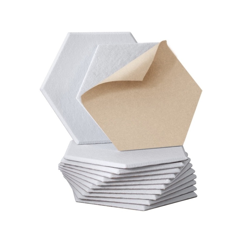 Alpha Acoustic Foam 12pcs 35x30x0.9cm Soundproof Absorption Panel Adhesive White AF-HEX-12-WH