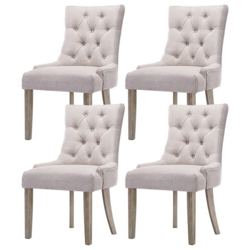 Artiss Dining Chairs Set of 4 Linen French Provincial Beige FA-CHAIR-DIN470S-BGX4