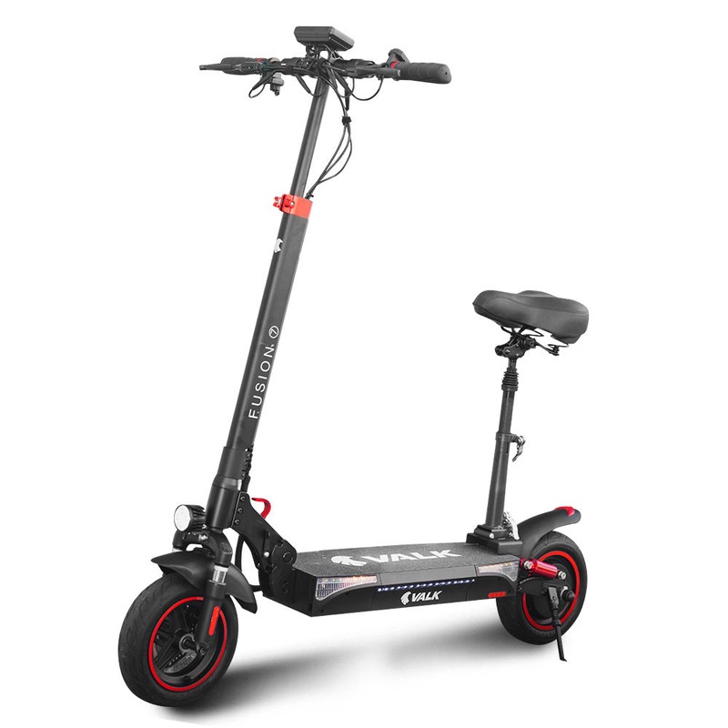 VALK Fusion 7 Electric Scooter with Seat option 800W 48V 13Ah Lithium 50km Range Quad Shocks 10 inch V219-TRNESCVAF7SA