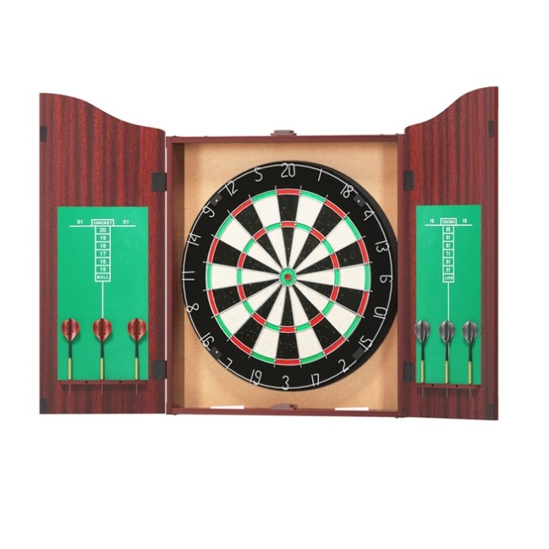 18 Dartboard Dart Board with Steel Darts Wooden Cabinet Party Game DB-BOX-18IN