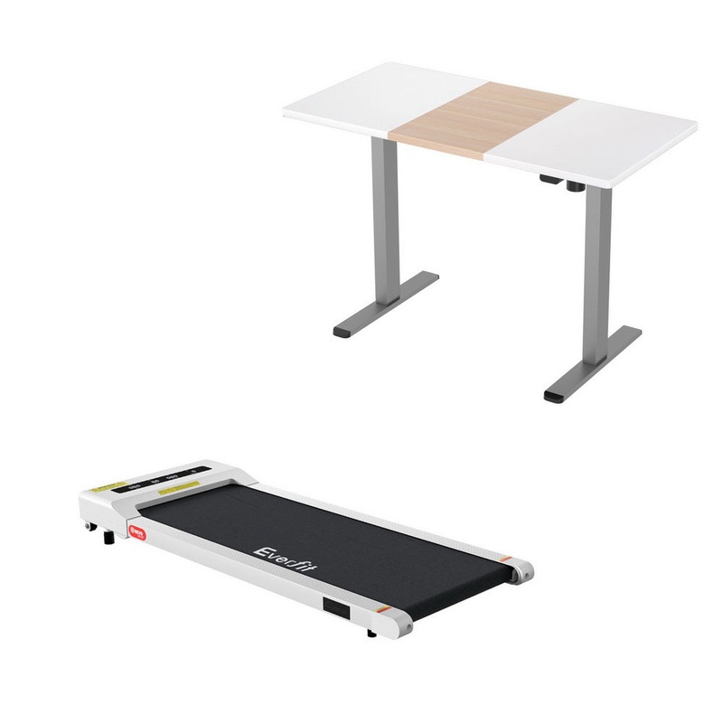 Artiss 360mm Treadmill Electric Walking Pad with140cm Automatic Standing Desk SDTM-114G-GYNW-140-360WH