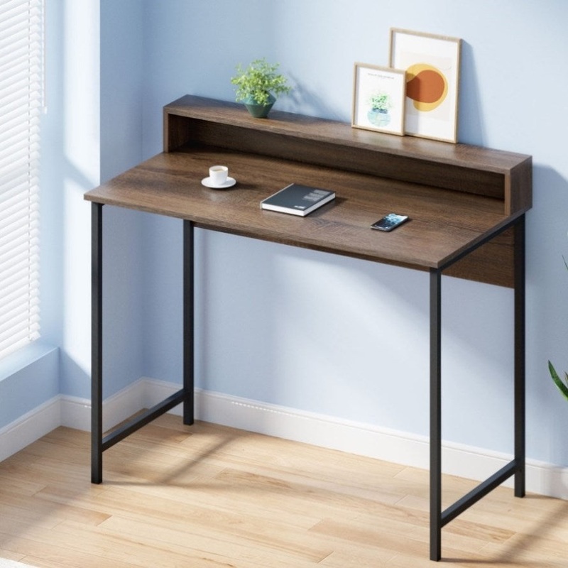 Artiss Computer Desk Shelf Oak 100CM MET-DESK-002-BK-OA