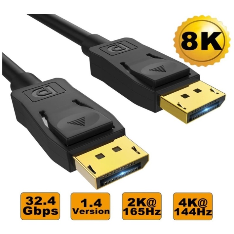 8WARE 3m Ultra 8K DisplayPort DP1.4 Cable – Male to Male Gold Plated 7680×4320 8K@60Hz 4K@144Hz V177-L-CB8W-RC-DP38K
