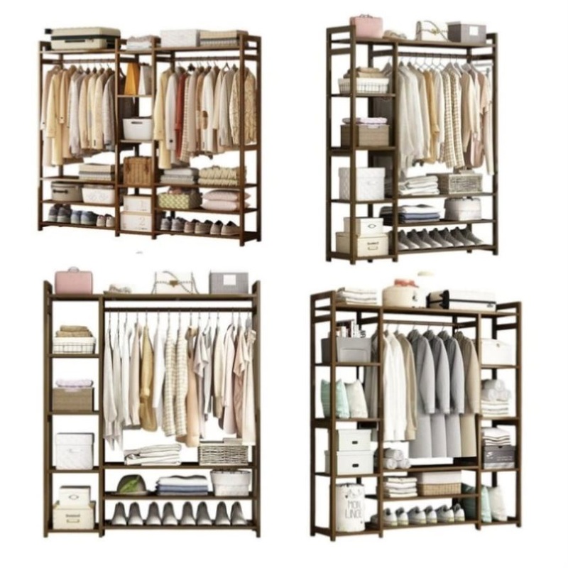 Bamboo Clothes Rack Garment Closet Storage Organizer Hanging Rail Shelf Dress room 120CM V255-QBYMJ-120