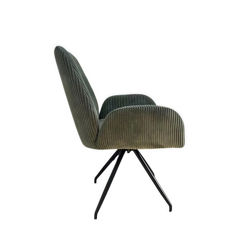 Dining Chair Linen Fabric Upholstered Seat Powder Coated Iron Legs V43-AC-DXTR